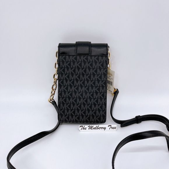 Michael Kors Carmen Small Logo Smartphone Crossbody Bag Black NWT Org $348 - Picture 2 of 10